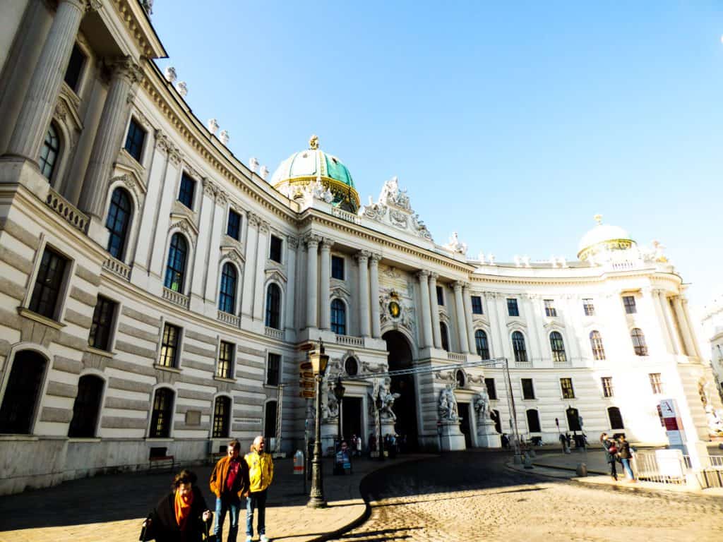 Beautiful white marble building Ringstrasse Vienna Austria